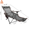 Gray best large folding chair with Footrest Mesh Lounge Chair with Cup Holder and Storage Bag